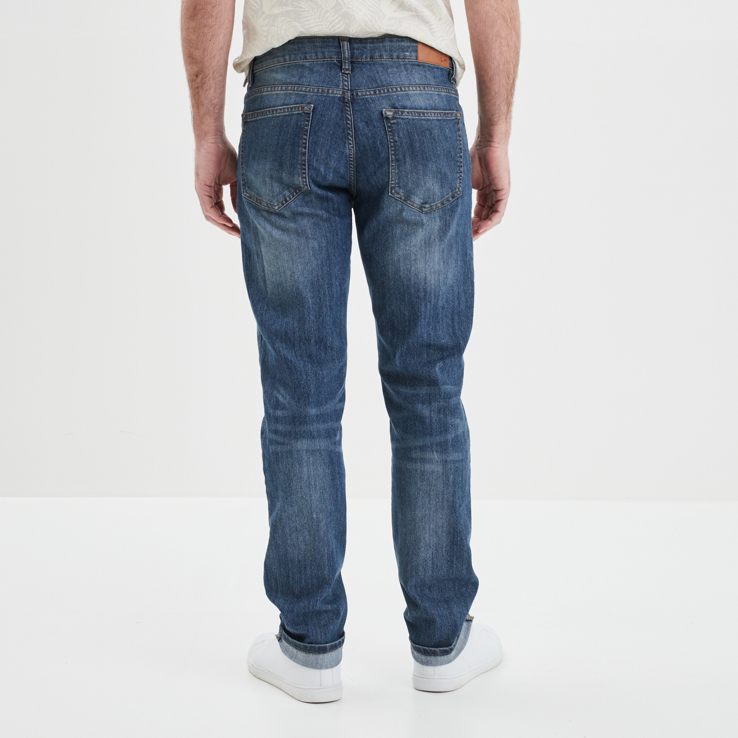 Jeans straight effet délavé denim double stone homme | La Halle