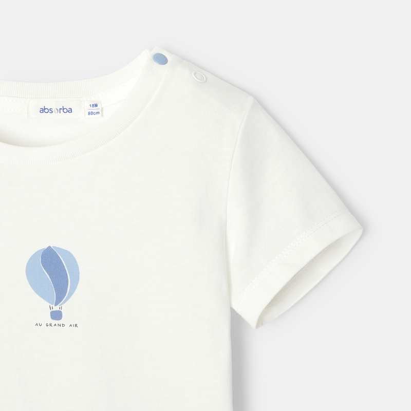 T-shirt manches courtes en coton bio bleu mixte Absorba