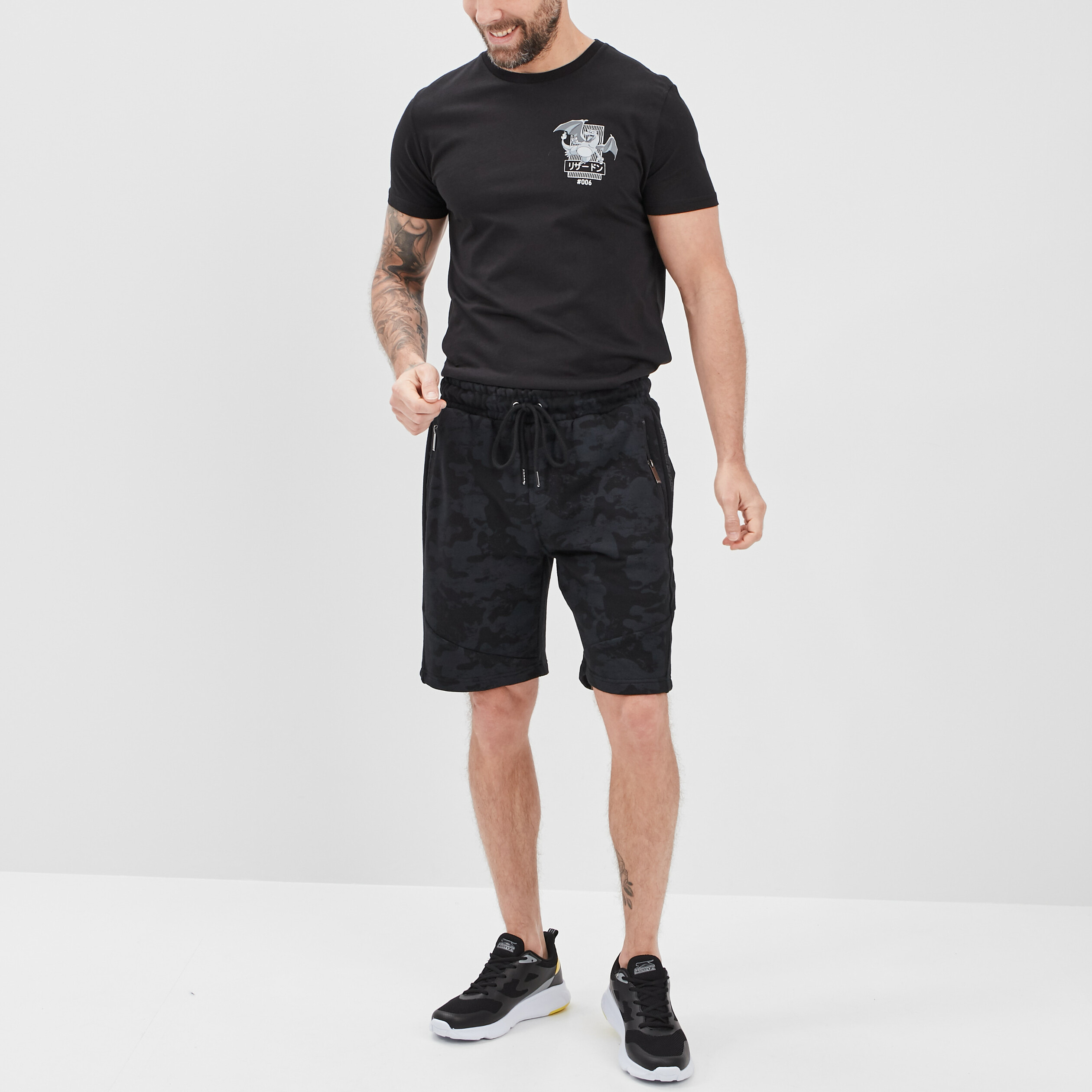 Short jogging droit à coulisse noir homme | La Halle