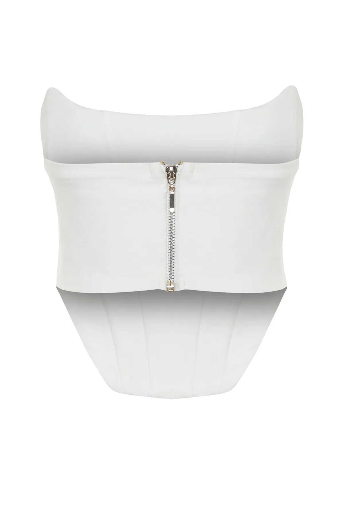 Trendyol Collection  Weißes, bauchfreies, gefüttertes, gewebtes Korsett mit detailliertem Bustier TPRSS21BS0032