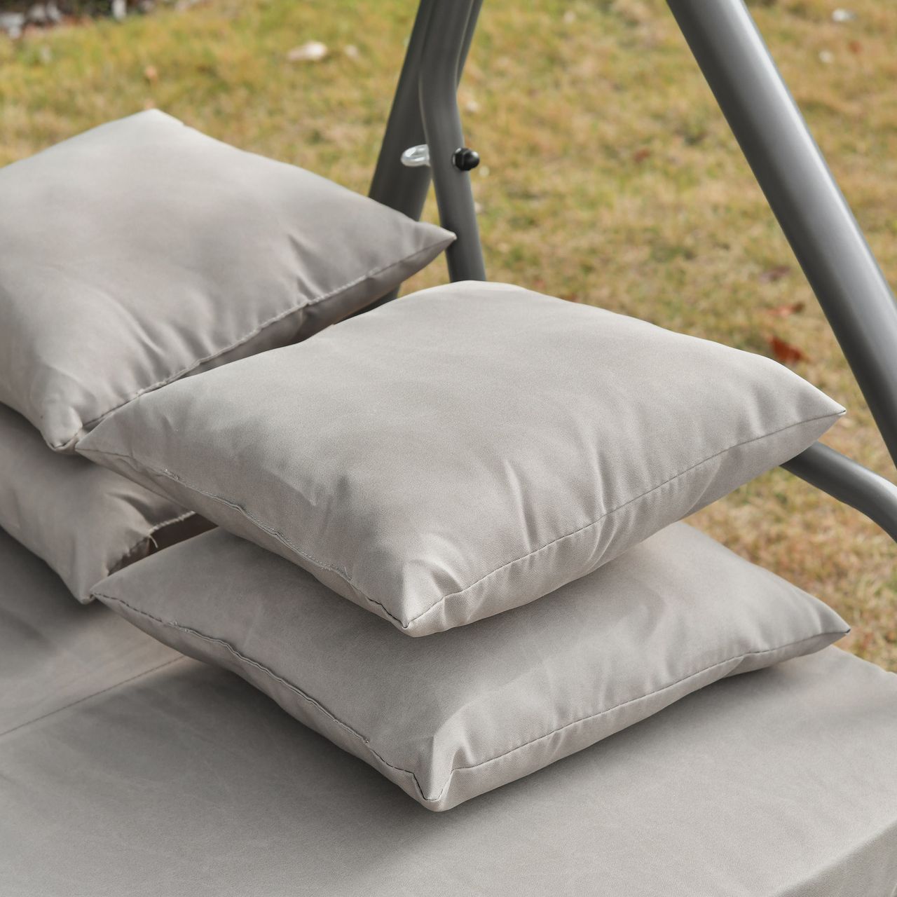 Outsunny 3-Sitzer Hollywoodschaukel 2-in-1 Gartenliege mit Sonnendach Stahl