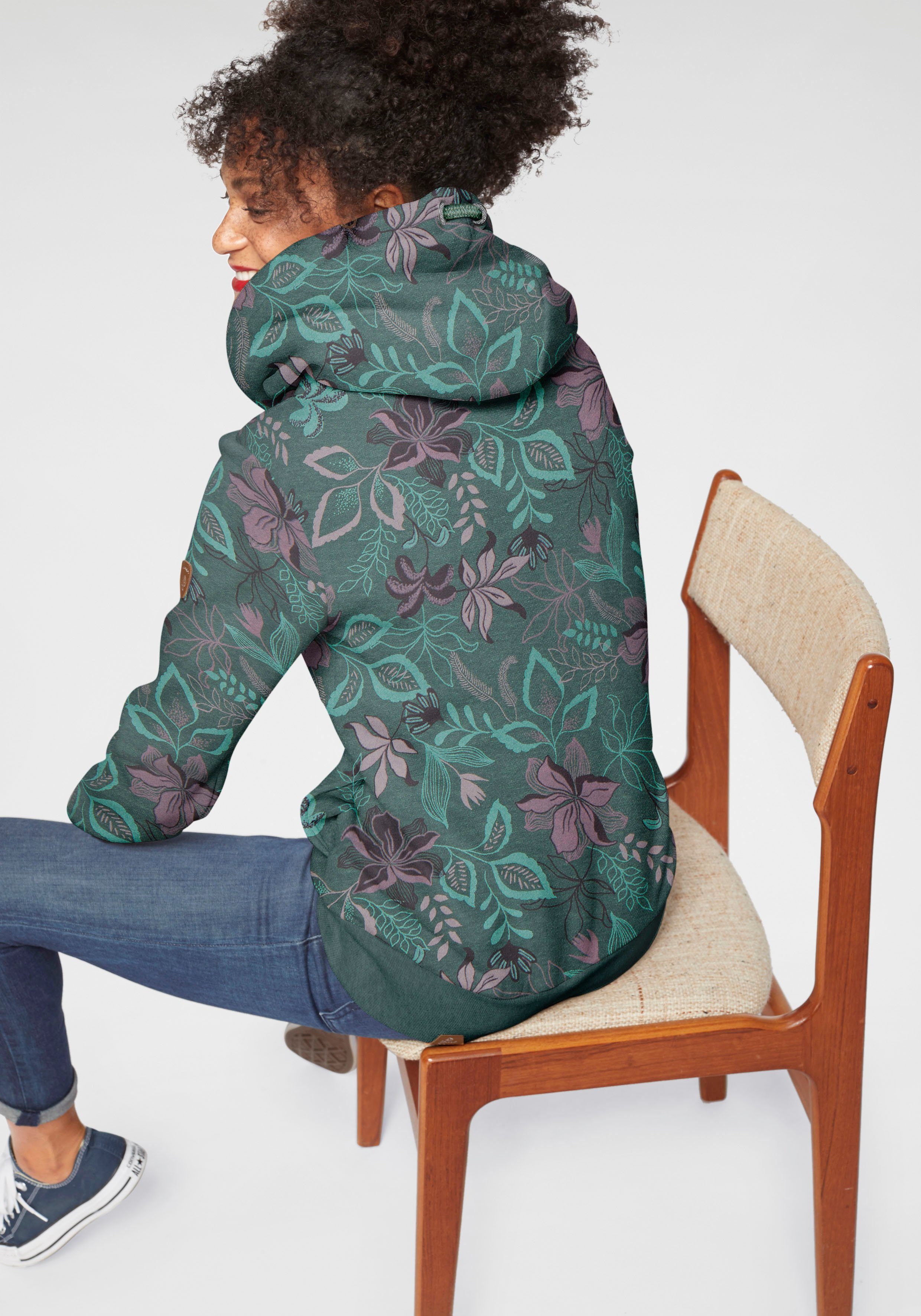 Ragwear Sweater GRIPY FLOWERS O Hoodie mit floralem All Over-Druck