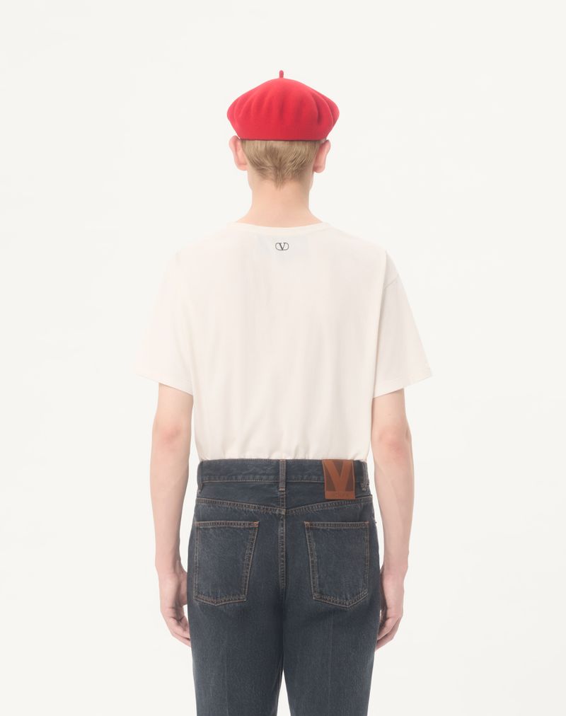 Valentino Bomuld T-shirt med Le Chat De La Maison Icon Muse Anti Hero Print