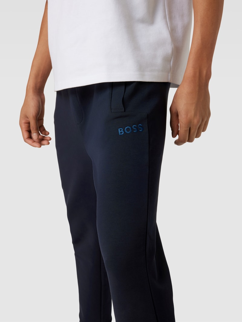 Sweatpants mit Label-Stitching Modell 'Hadiko' in dunkelblau