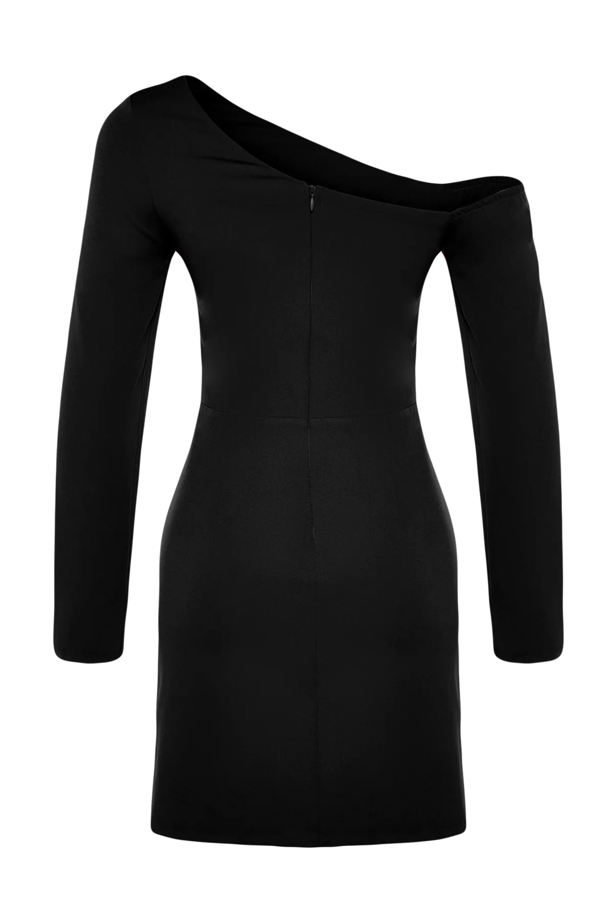Trendyol Collection  Schwarzes, tailliertes, drapiertes, elegantes Abendkleid TPRAW24EL00083