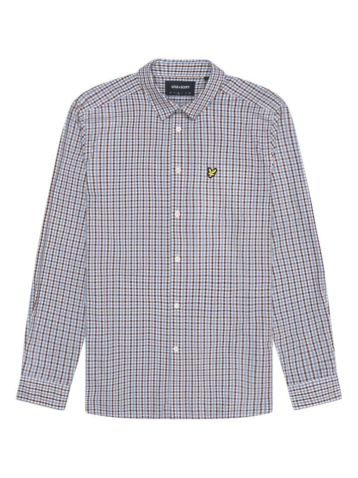 Lyle & Scott Langarmhemd in Weiß/Warmbraun günstig kaufen