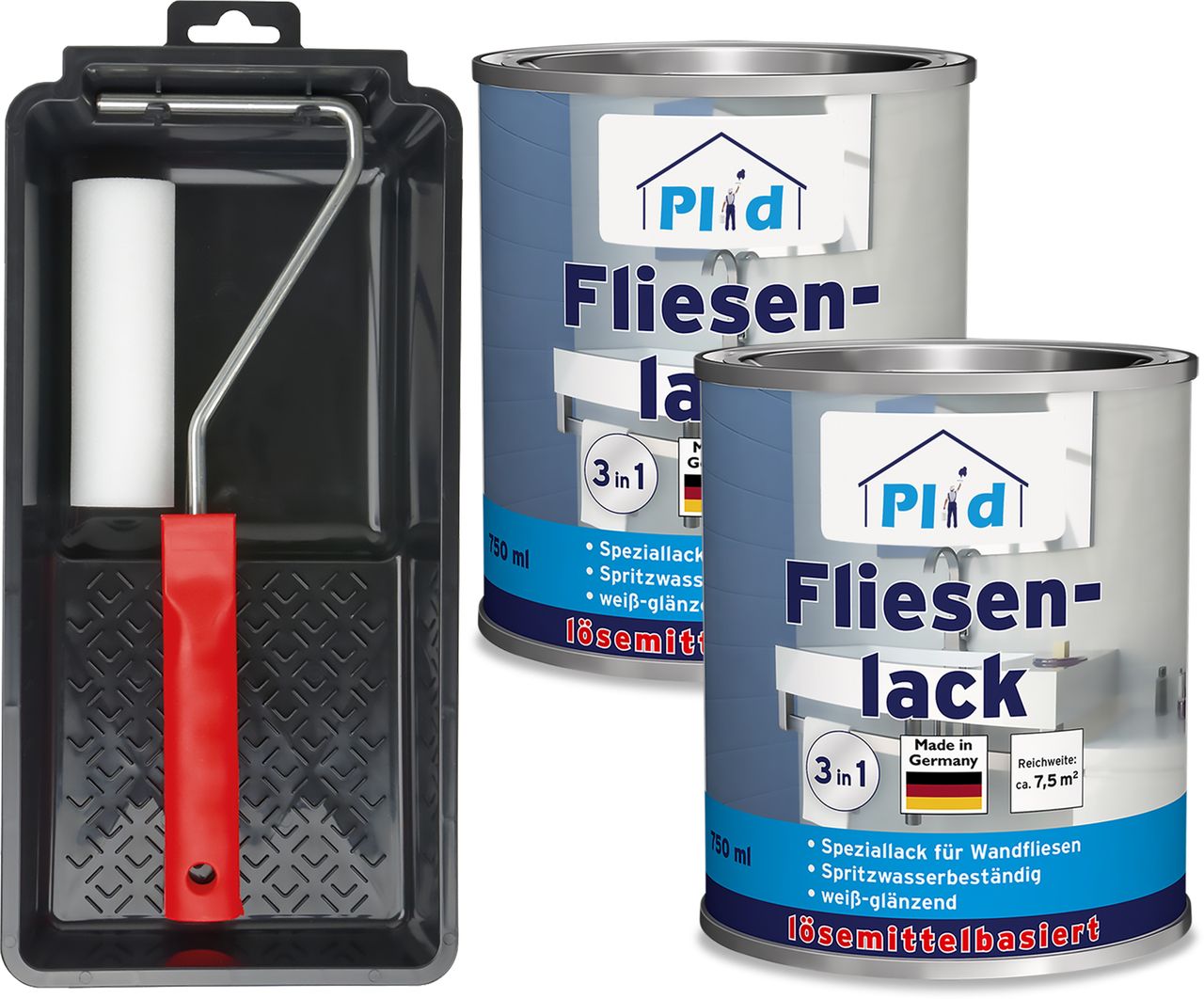Plid Premium Fliesenlack Fliesen Lack  Fliesenfarbe Lackierset Weiß - Glänzend