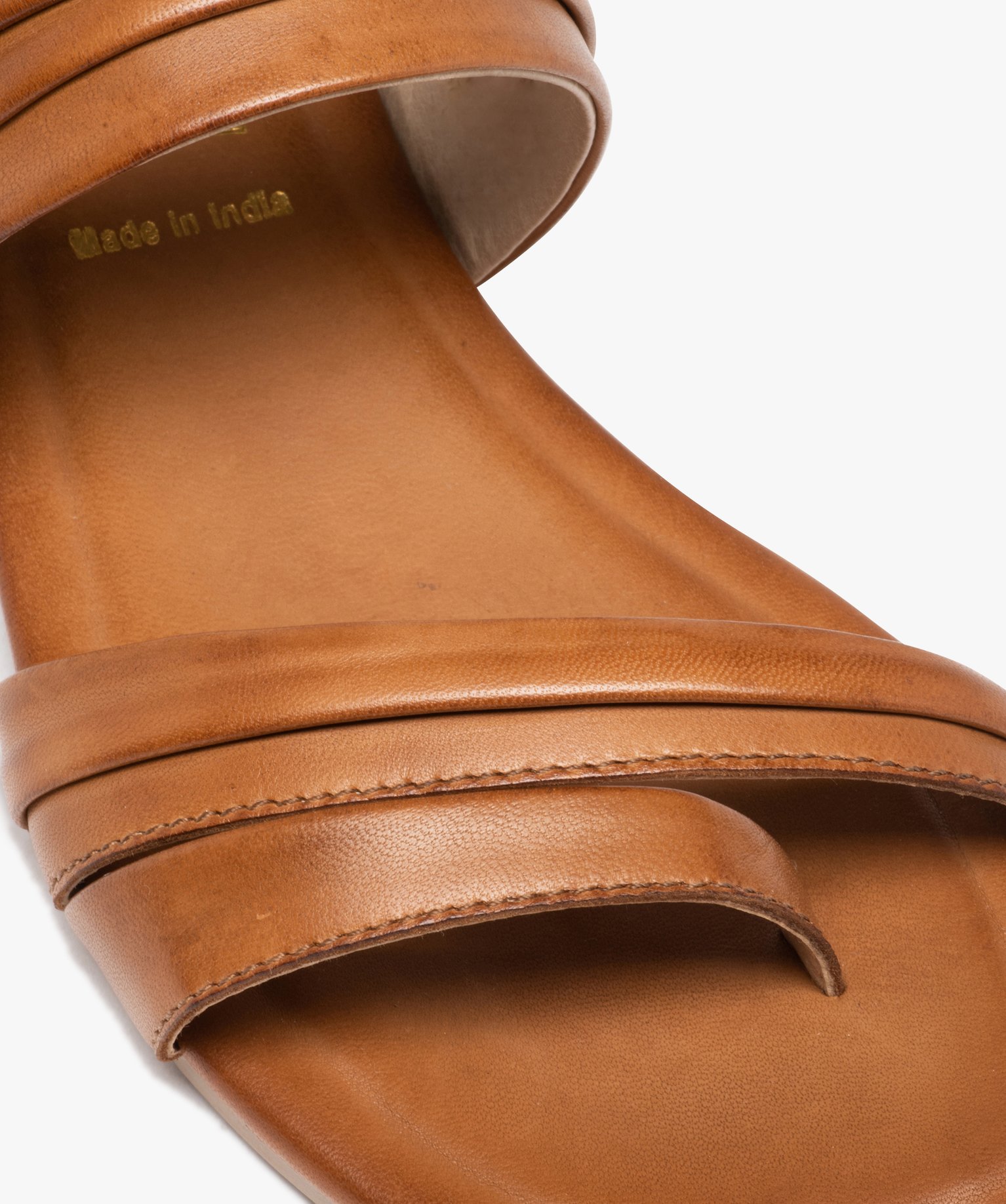 Sandales femme à talon plat et brides en cuir uni - Tanéo marron | GEMO