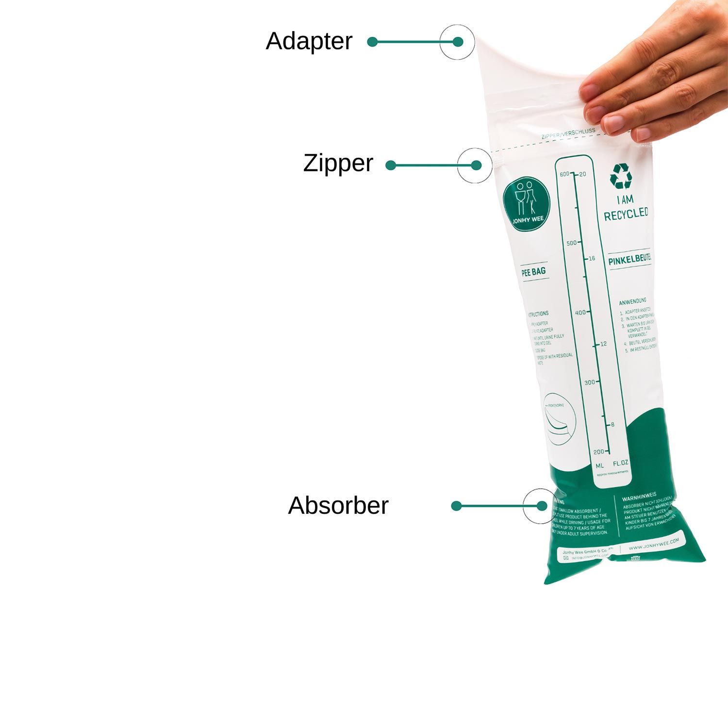 Notfalltoilette - 3x600ml Pinkelbeutel