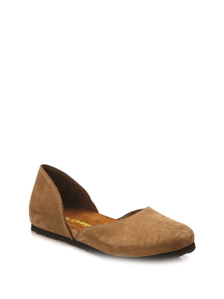 Comfortfusse Leder-Ballerinas in Sand günstig kaufen