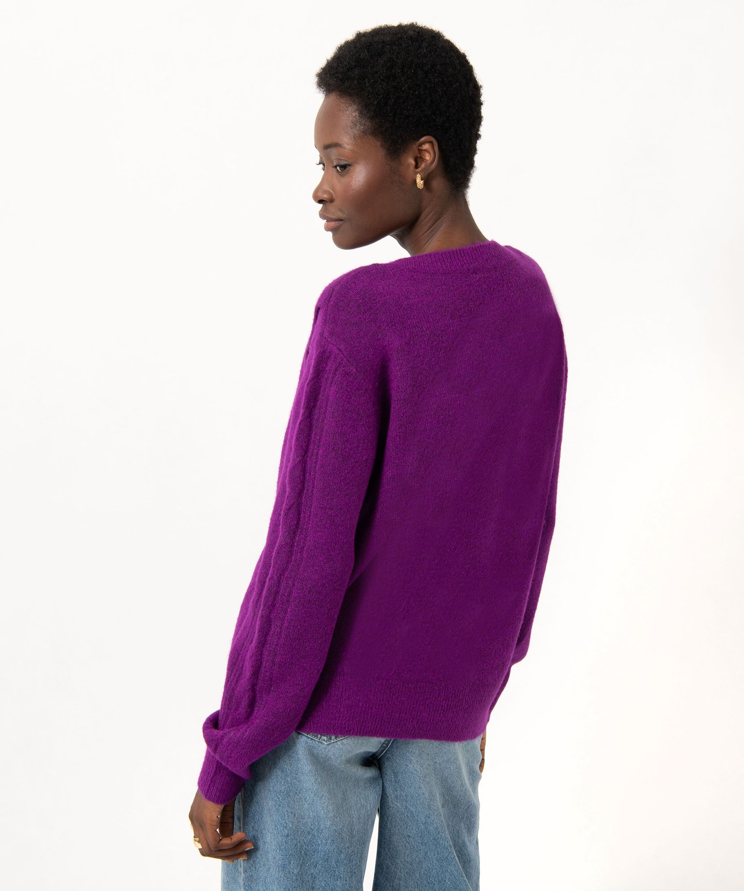 Pull maternité compatible allaitement en maille moelleuse violet | GEMO