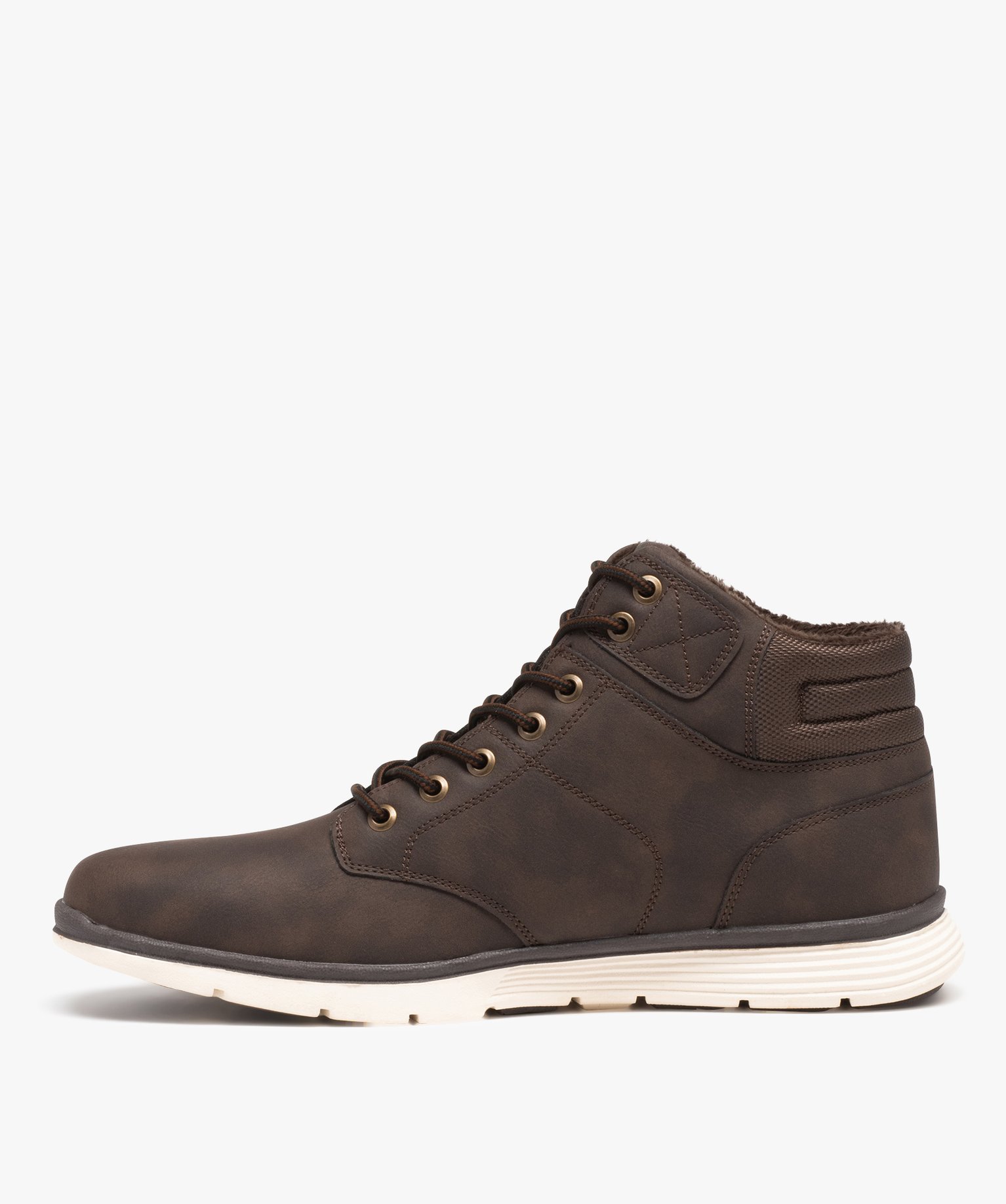 Baskets homme semi-montantes avec intérieur fourré marron | GEMO