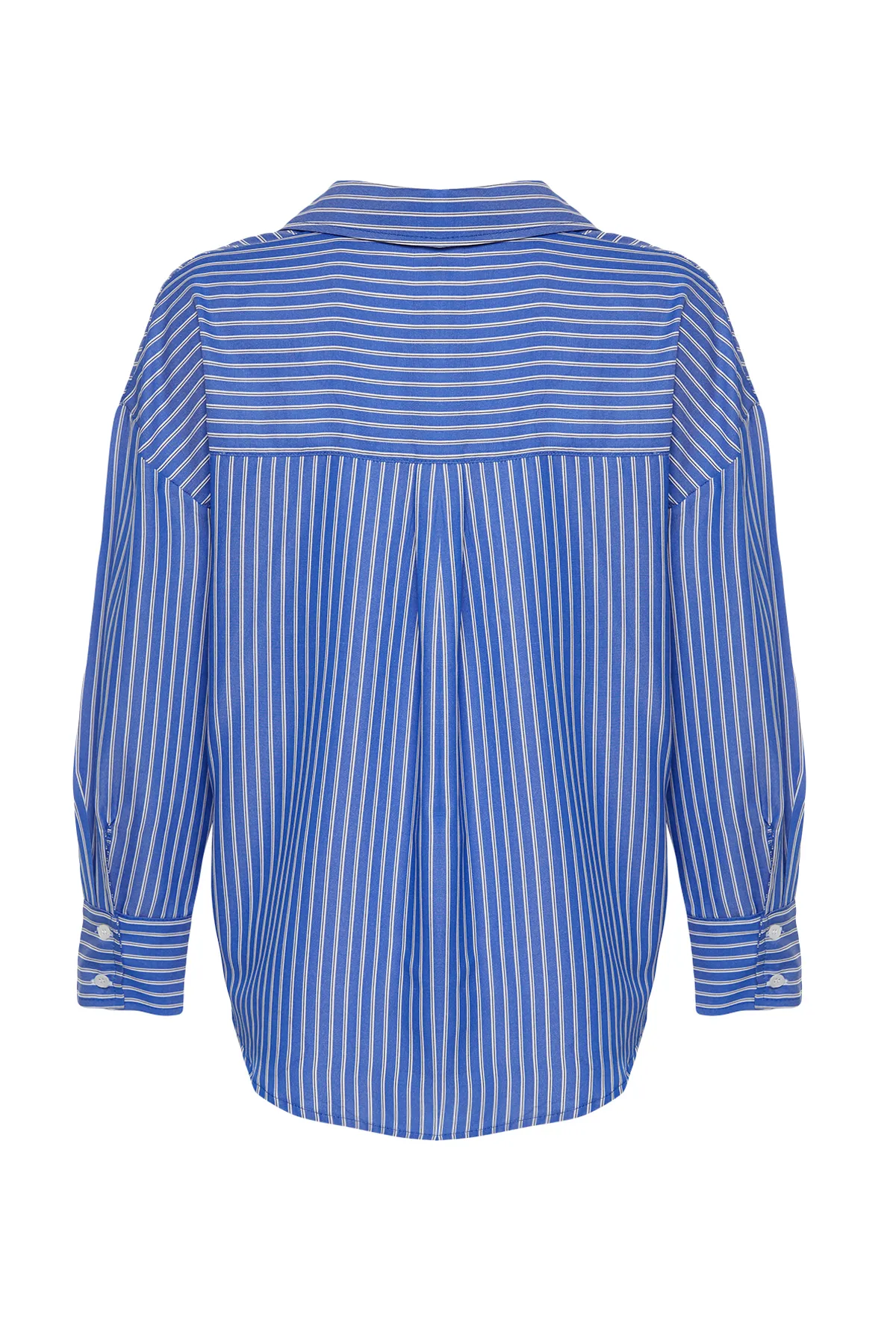 Trendyol Collection  Blau gestreiftes Webhemd - Regular Fit TWOSS24GO00212