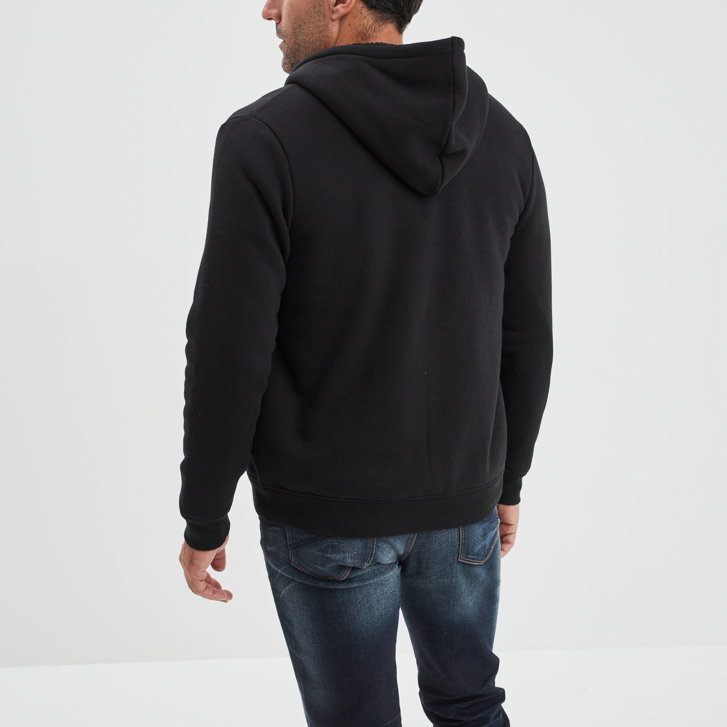 Sweat zippé à capuche doublé Creeks noir homme | La Halle