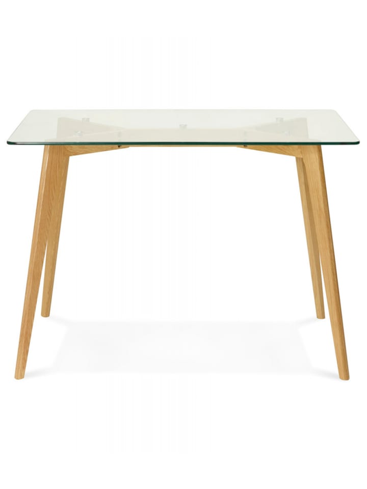 KADIMA DESIGN Glastisch Schreibtisch mit Holzbeinen | Moderner Designertisch günstig kaufen onesize