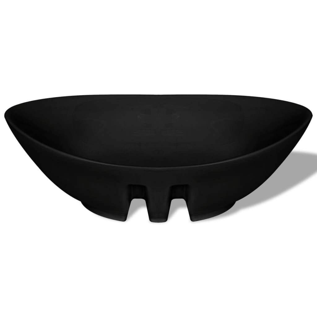 vidaXL Waschbecken Luxuriöses Keramik Waschbecken Oval Schwarz