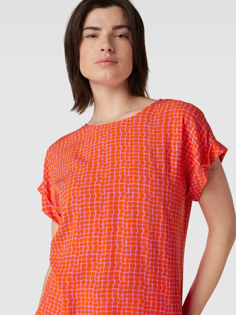 Blusenshirt mit Allover-Muster in dunkel orange
