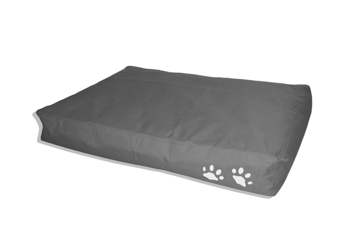 Kinzler Outdoorfähiges Tierkissen Quadratisch mit Pfotendruck, ca. 70x100x15 cm, Farbe: Grau