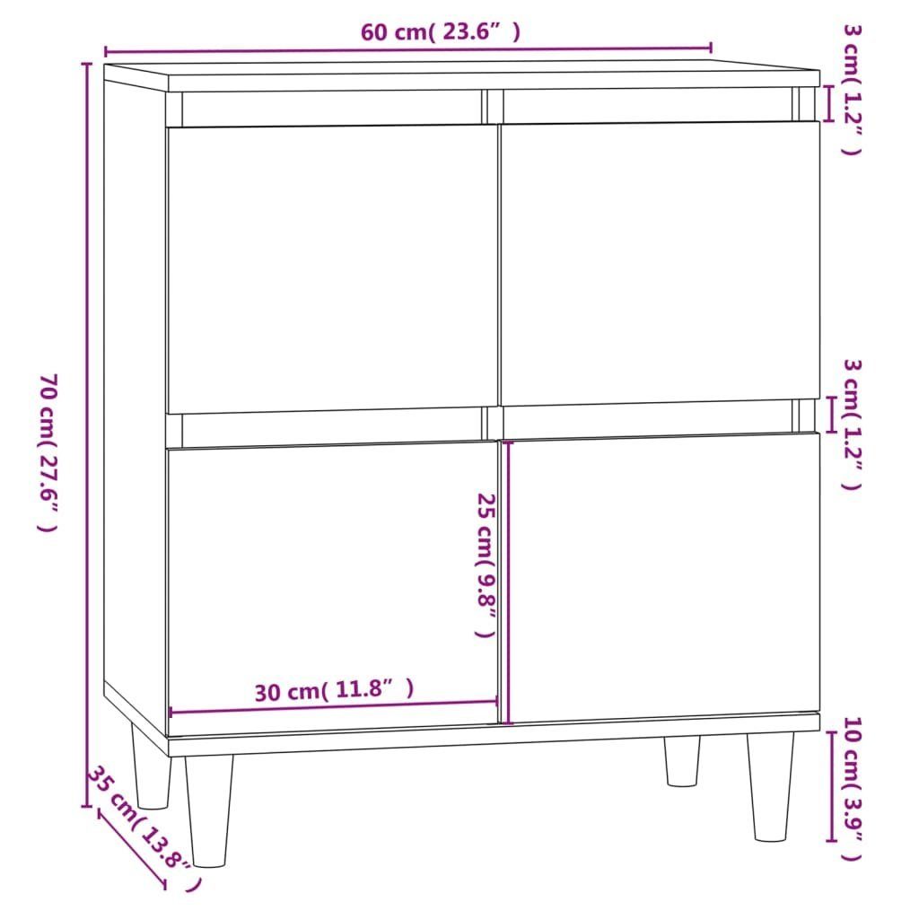 vidaXL Sideboard Sideboard Betongrau 60x35x70 cm Holzwerkstoff (1 St)