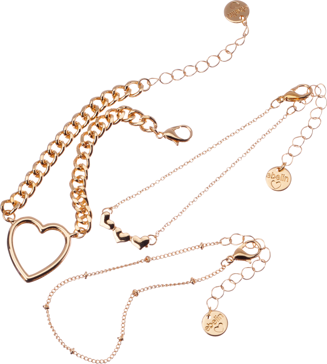 Armbänder Herz Gold-Optik, 3 St