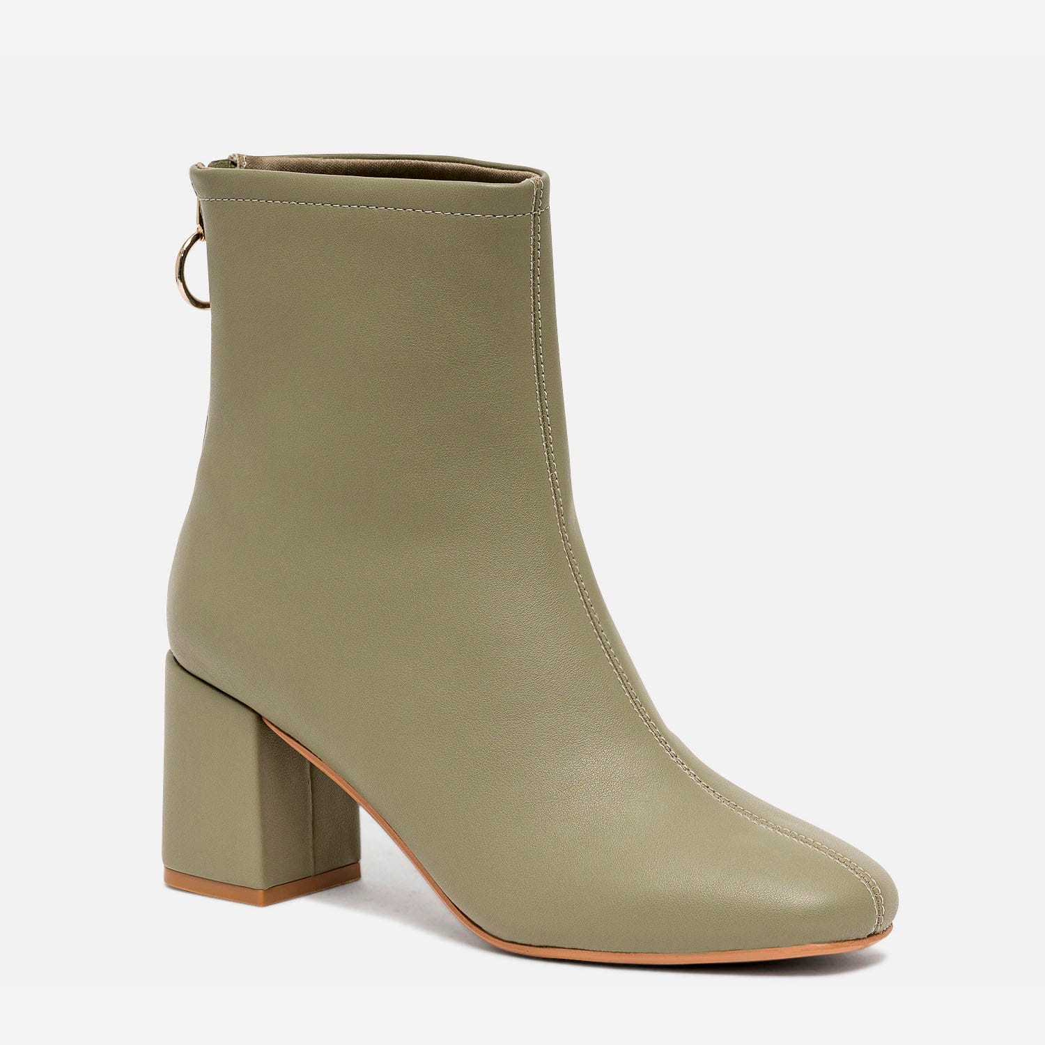 Boots kaki mat à zip arrière