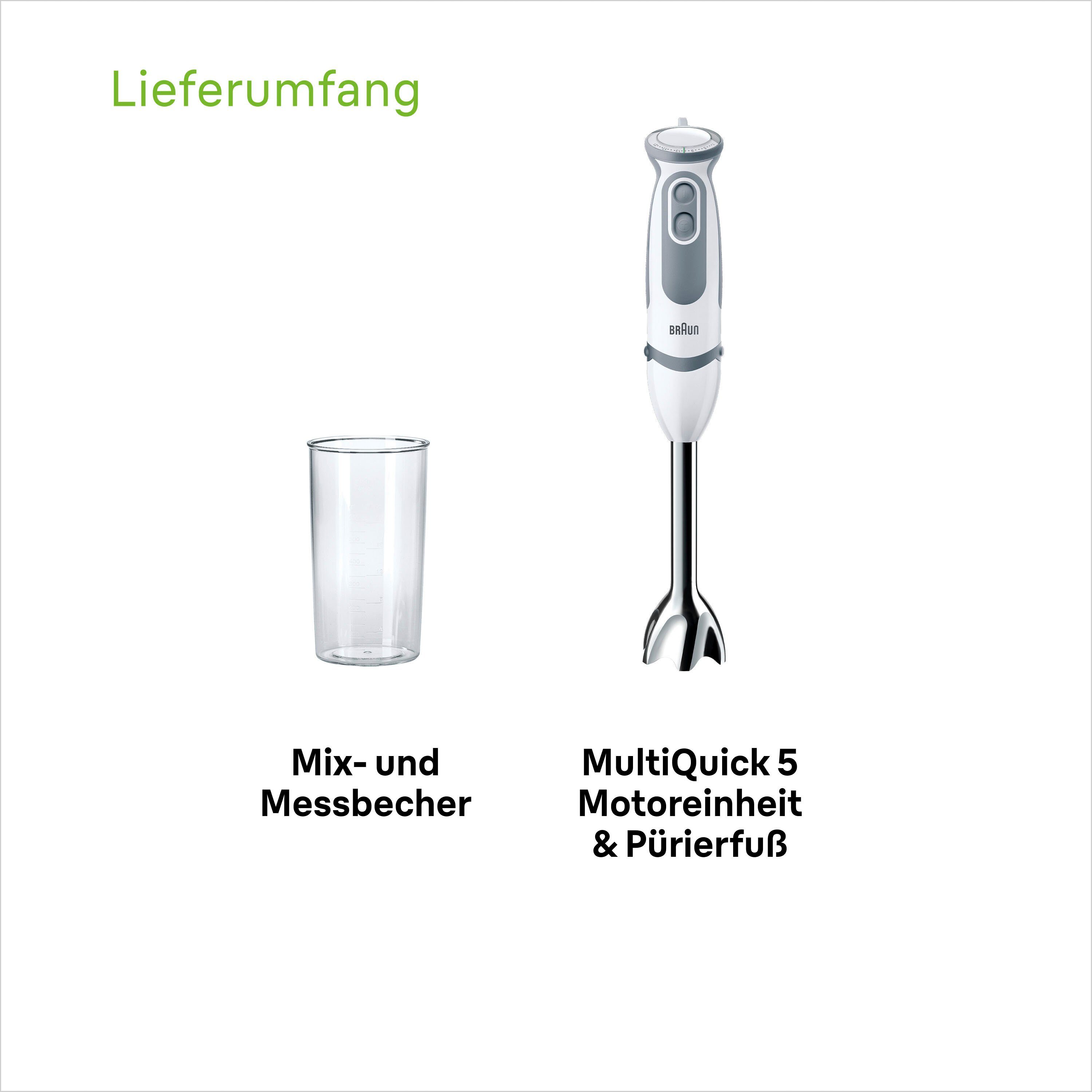 Braun Stabmixer MQ 5200 WH WH MultiQuick 5 Vario, 1000 W