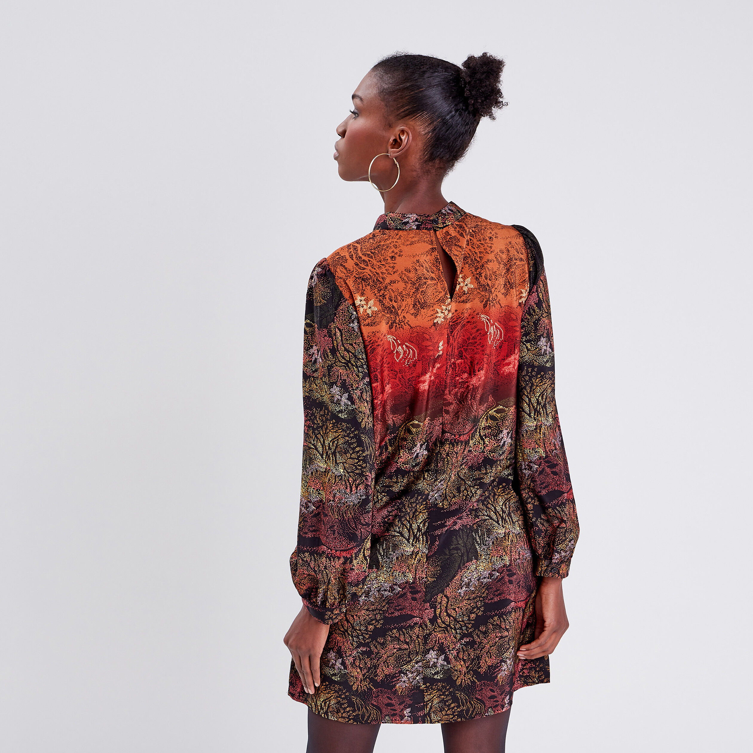 Robe évasée manches longues noir femme | Cache Cache