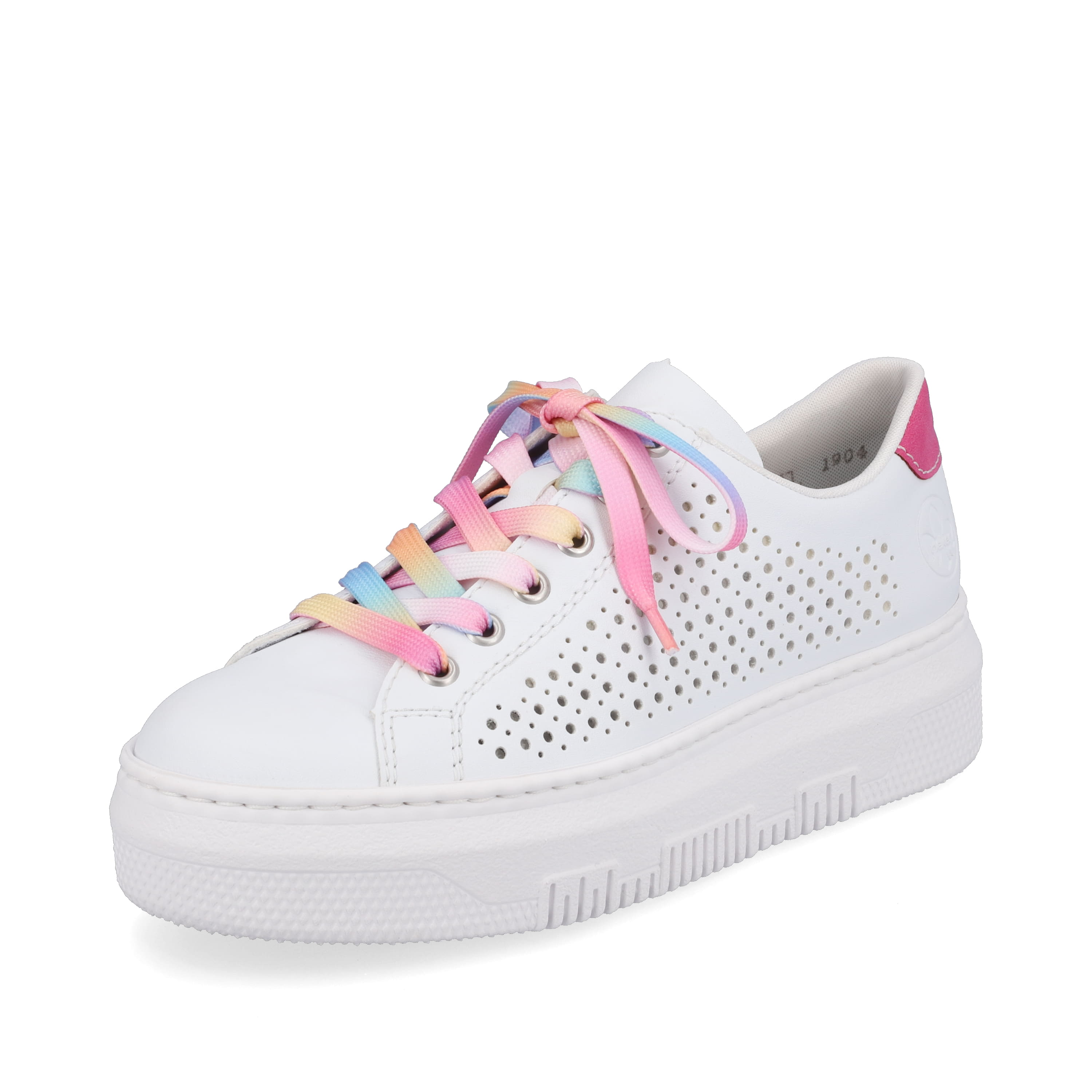 Rieker Damen Sneaker Low cremeweiß-flamigorosa