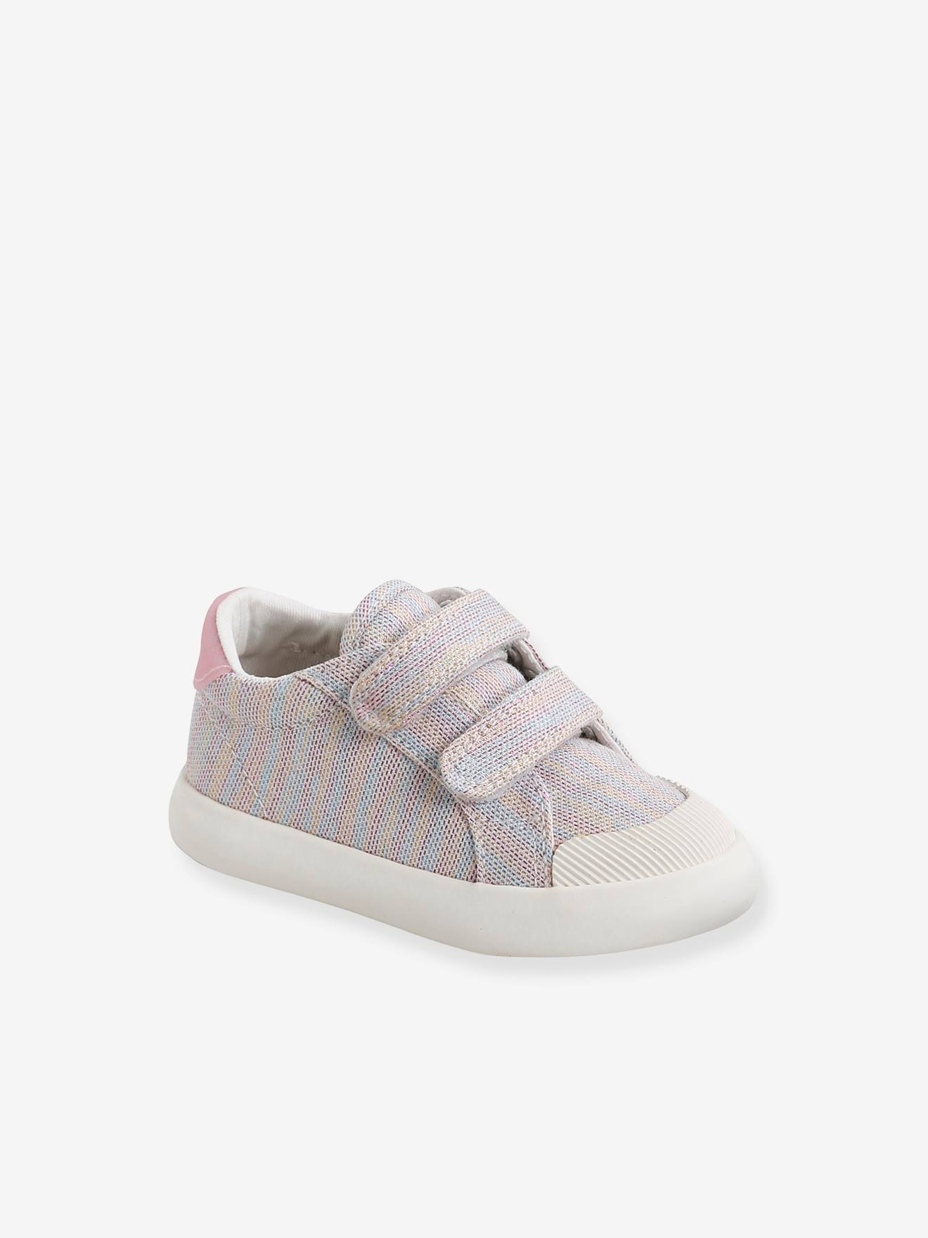 Vertbaudet Mädchen Baby Stoffschuhe, Klett - mehrfarbig