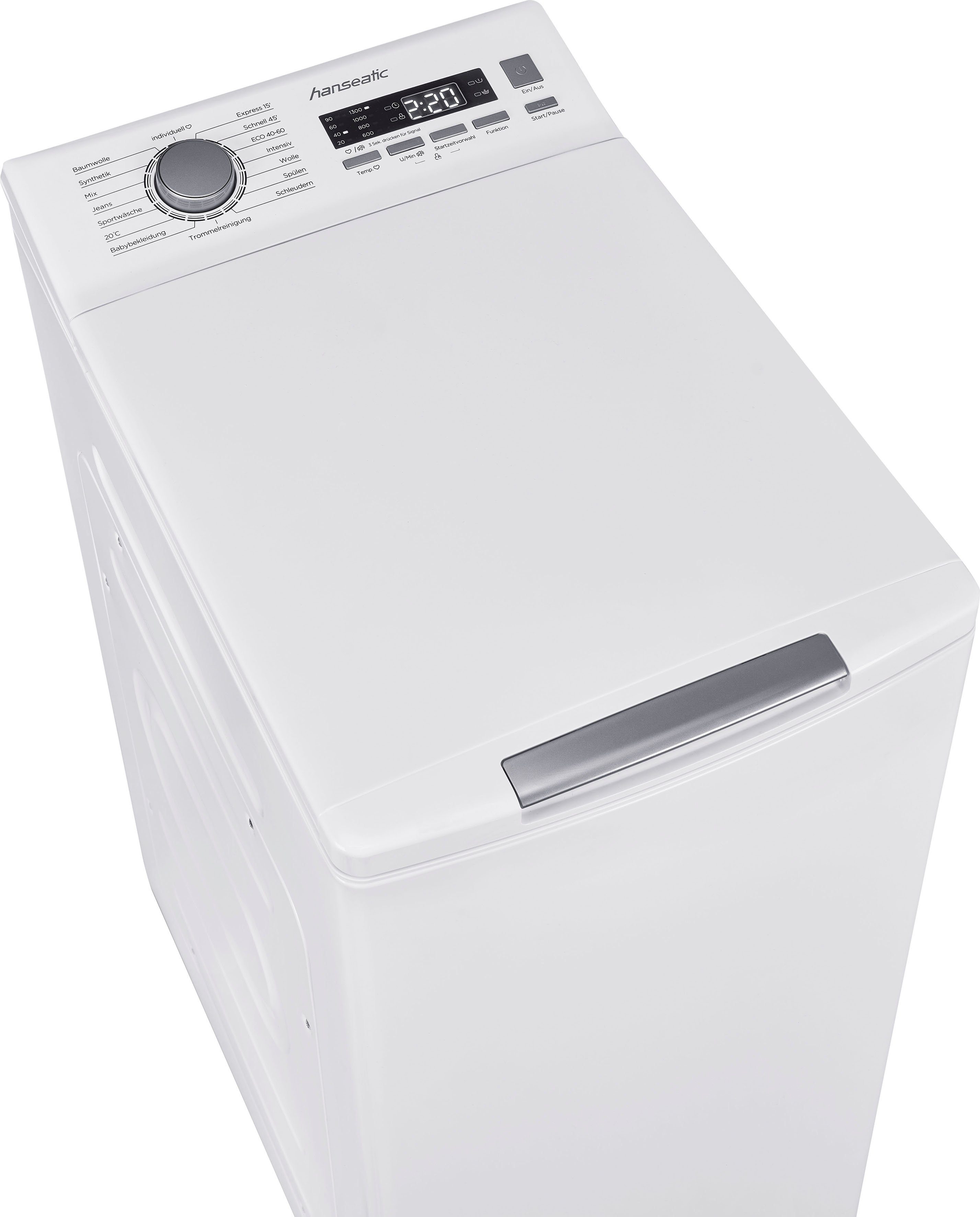 Hanseatic Waschmaschine Toplader HTW8013C, 8 kg, 1300 U/min, Mengenautomatik, Überlaufschutzsystem