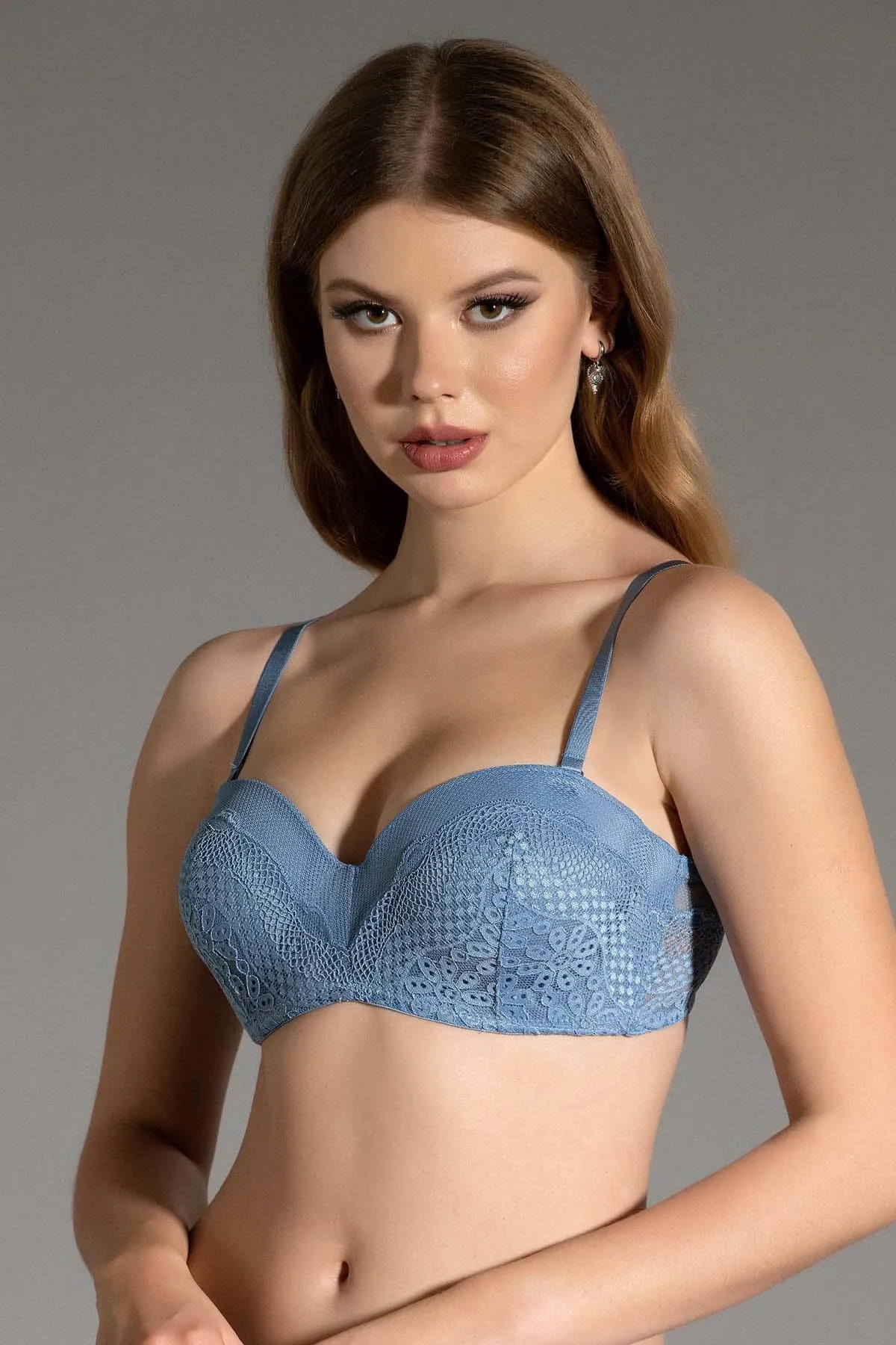 C&City  Nicht gepolsterter Lotus-BH C13018 Hellblau
