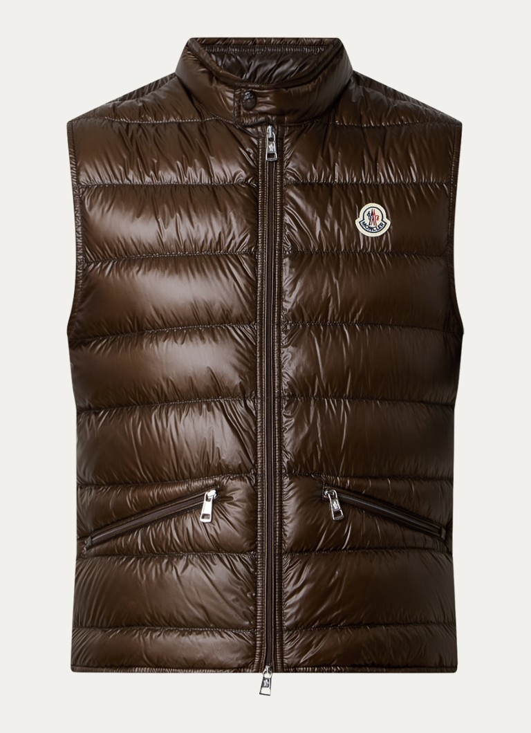 Colete acolchoado Moncler Gui com enchimento de plumas e logotipo.