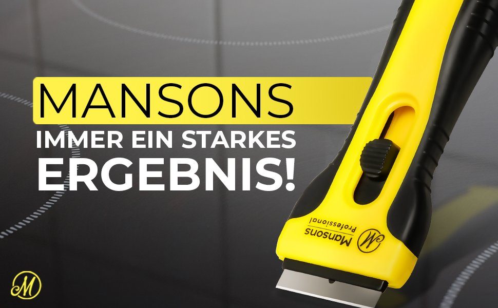Mansons Glasschaber Ceranfeldschaber mit 15 Klingen Ceran® Schaber für Kochfeld und Backofen, Set mit Aufbewahrungsbeutel
