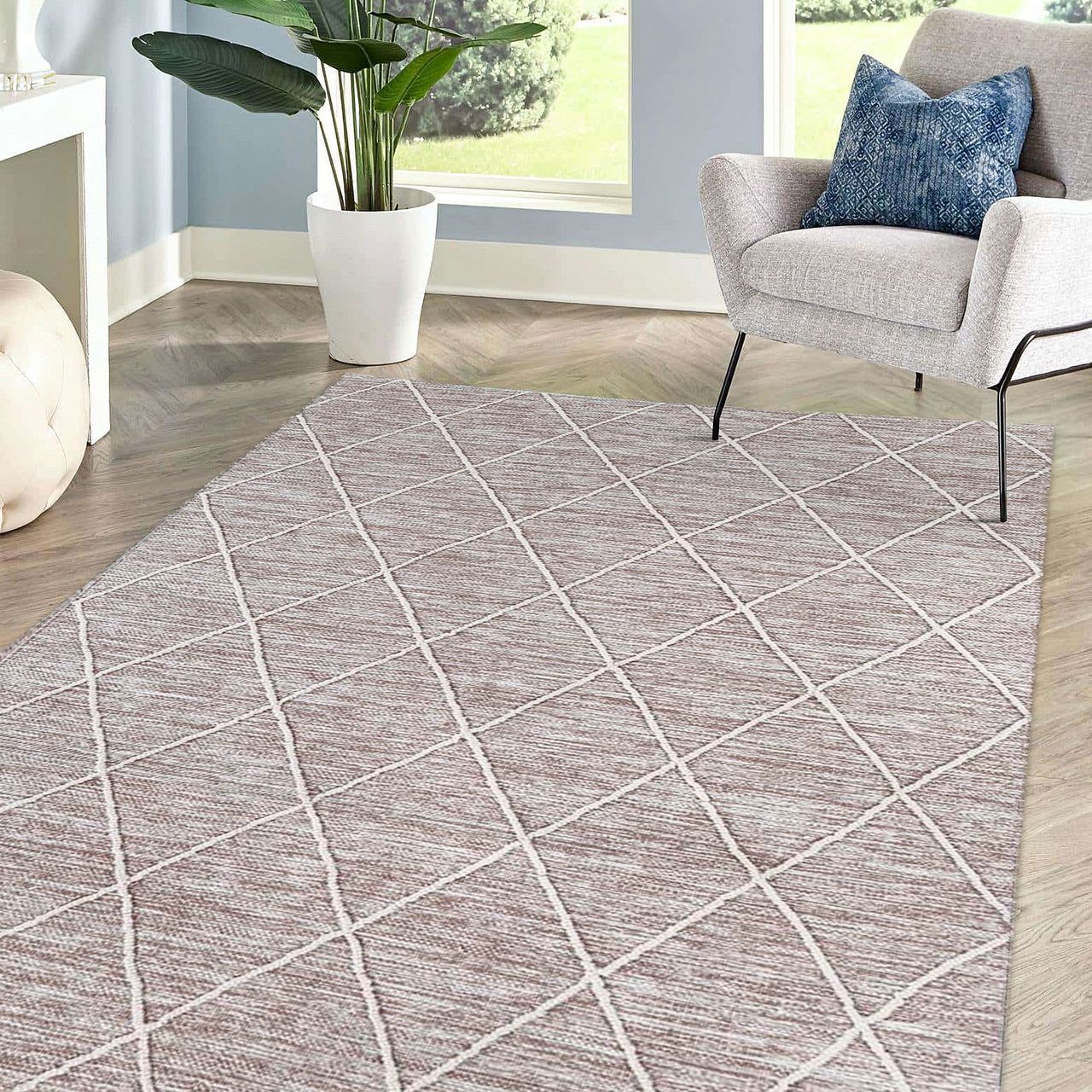 HOMCOM Teppich aus Baumwolle Braun 240 x 170 x 0,7 cm