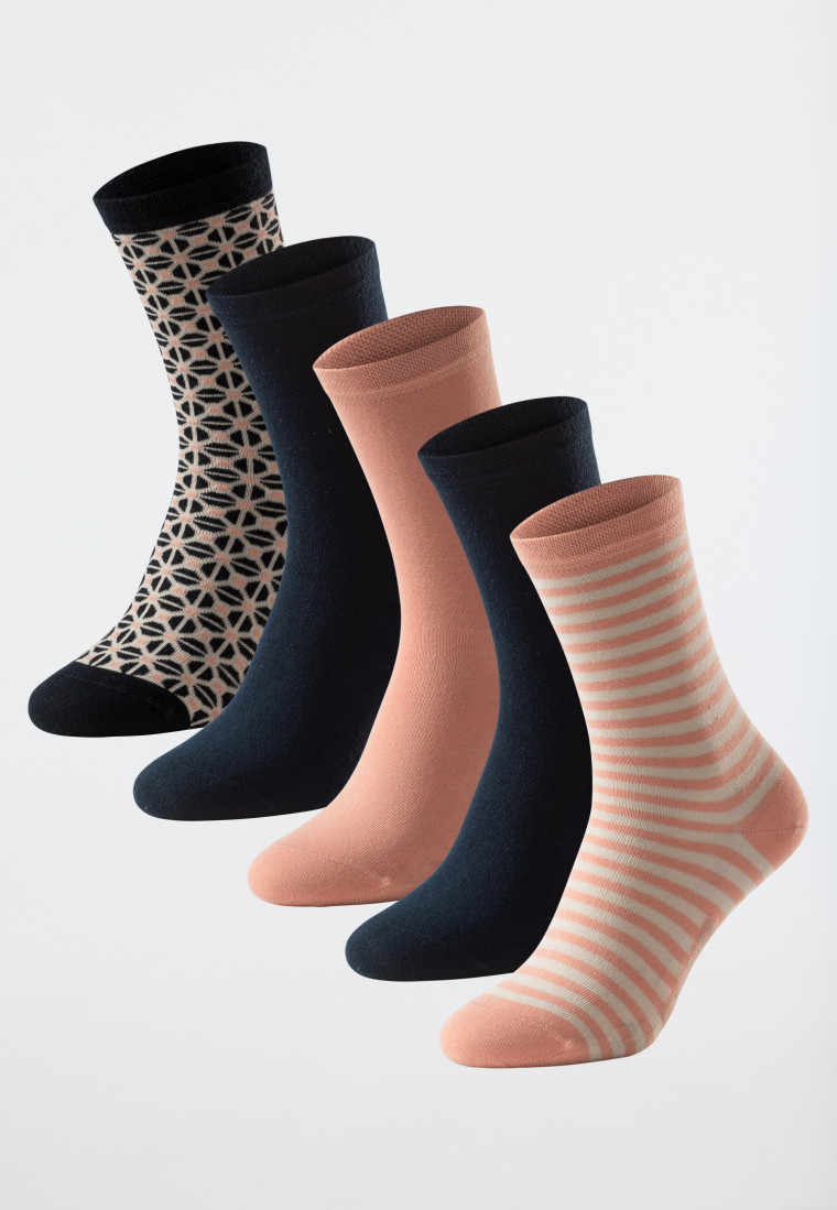 Damensocken 5er-Pack stay fresh uni/gemustert mehfarbig - Bluebird