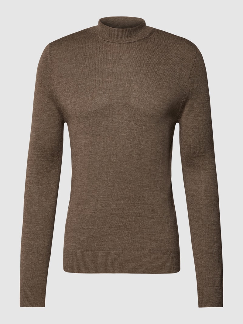 Strickpullover mit Rollkragen in taupe meliert