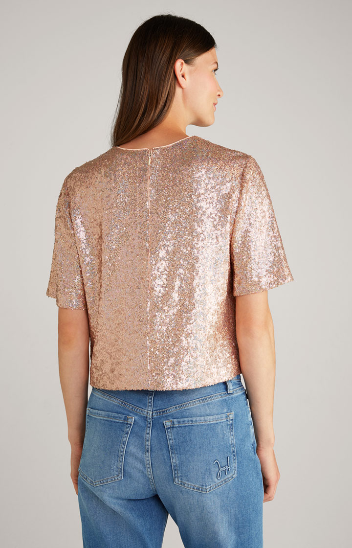 Pailletten-Blusenshirt in Kupfer/Gold