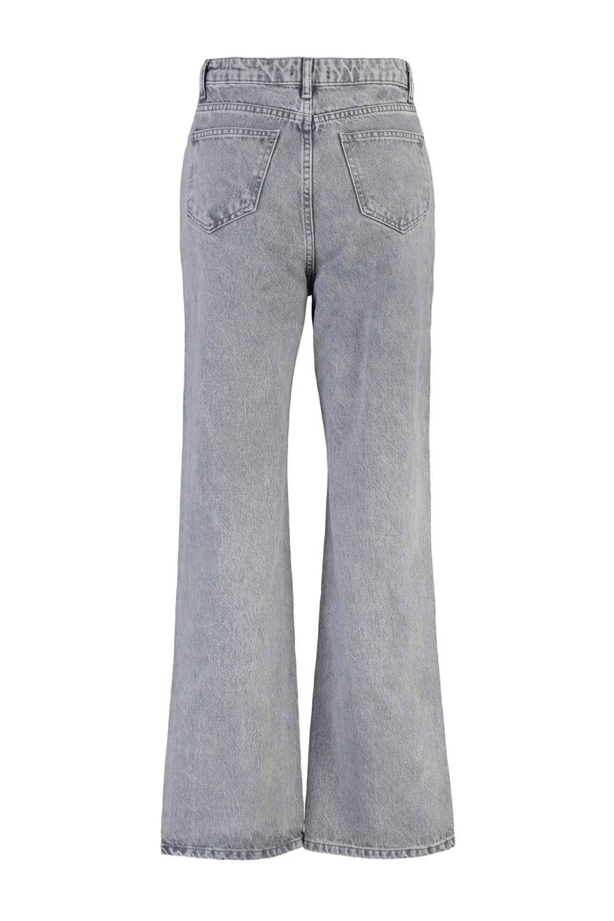 Trendyol Collection  Graue, lange, gerade Jeans mit hoher Taille TWOAW22JE0248