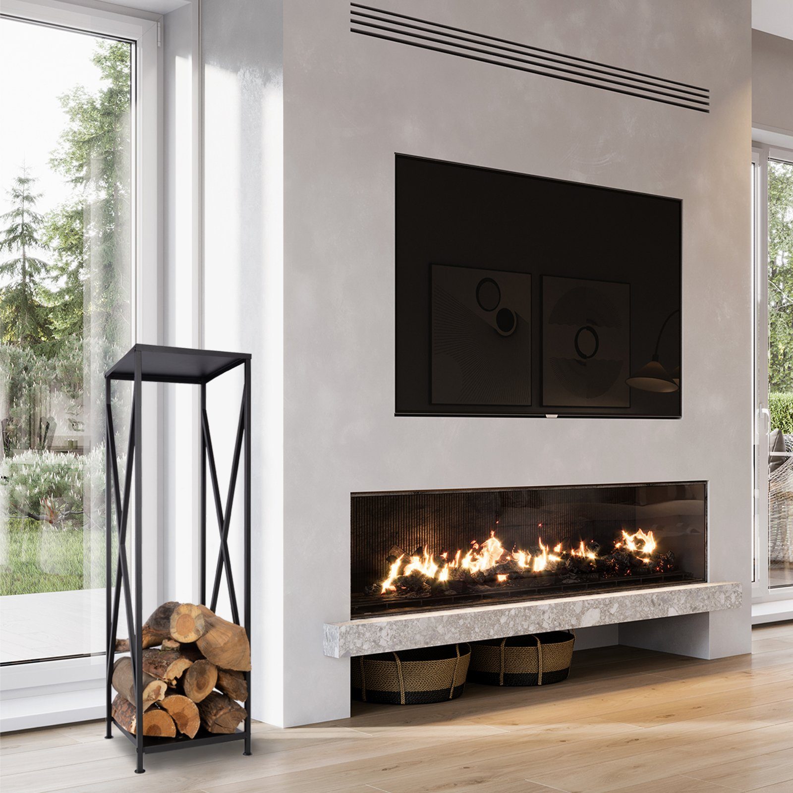 Karat Kaminholzregal Naxos, BxTxH:34x34x111.5 cm, Feuerfest