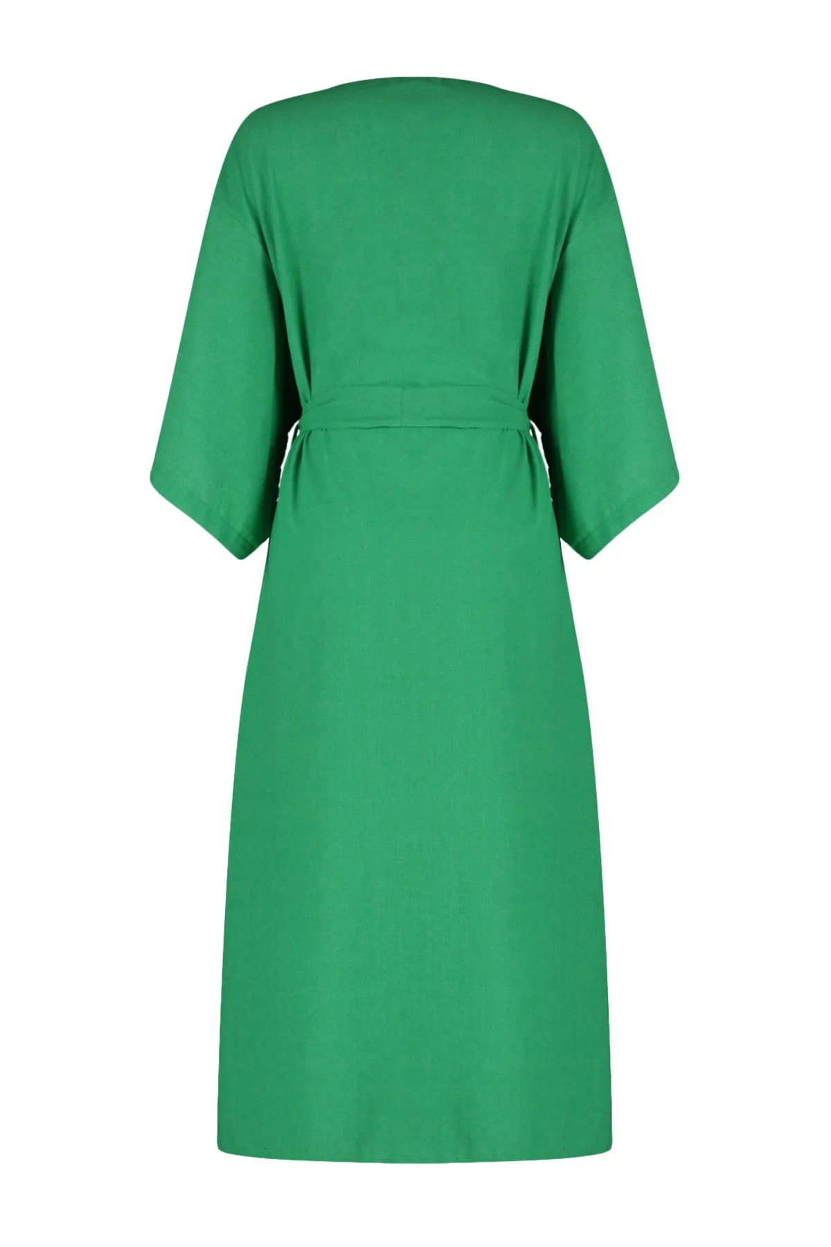 Trendyol Collection  Grüner, gewebter Maxi-Kimono und Kaftan in Leinenoptik mit Gürtel TBESS23KM00058