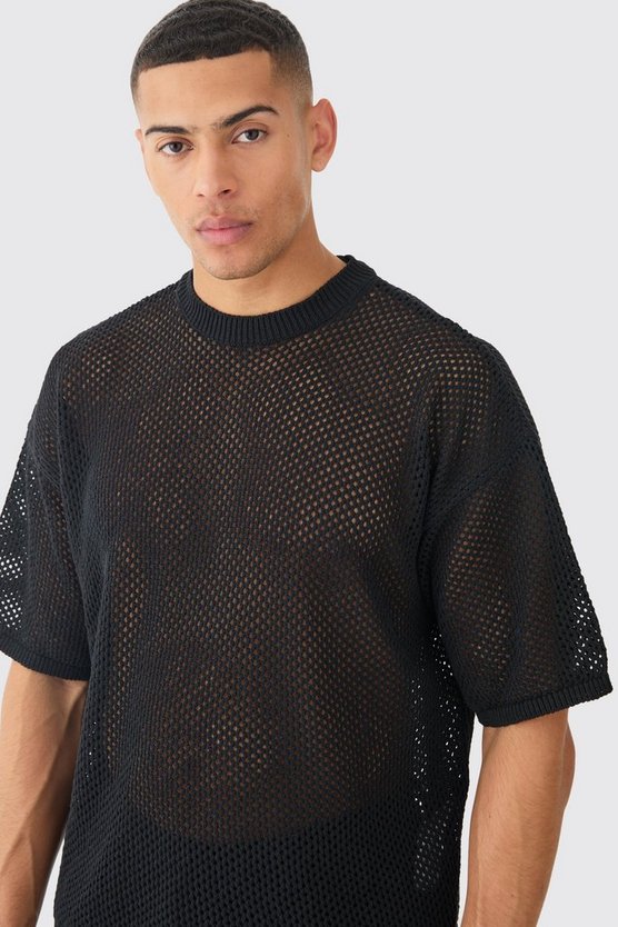 Oversize T-Shirt in Schwarz mit Naht
