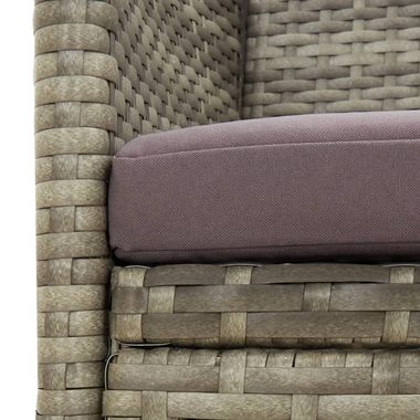 vidaXL Loungesofa Gartensofa 3-Sitzer mit Kissen Grau Poly Rattan, 1 Teile