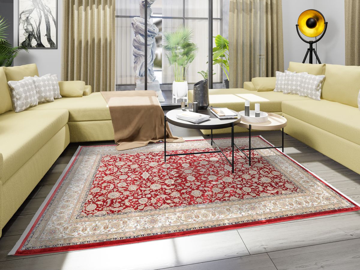 Webteppich Inci Keshan Rot-Creme 160 x 230 cm