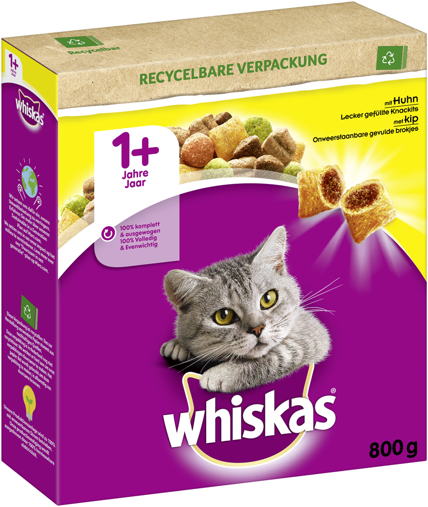 Whiskas Trockenfutter Whiskas 1+ Adult Trockenfutter 800g Huhn