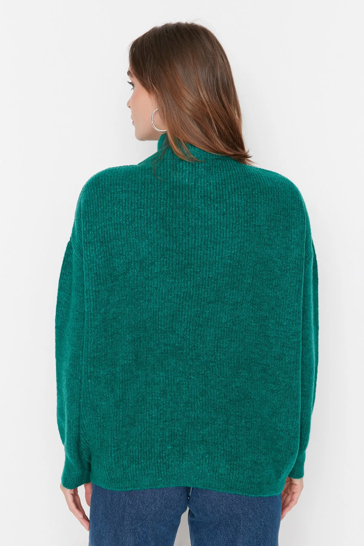 Trendyol Collection  Grüner Strickpullover mit weicher Struktur und Reißverschluss TWOAW20XS0009