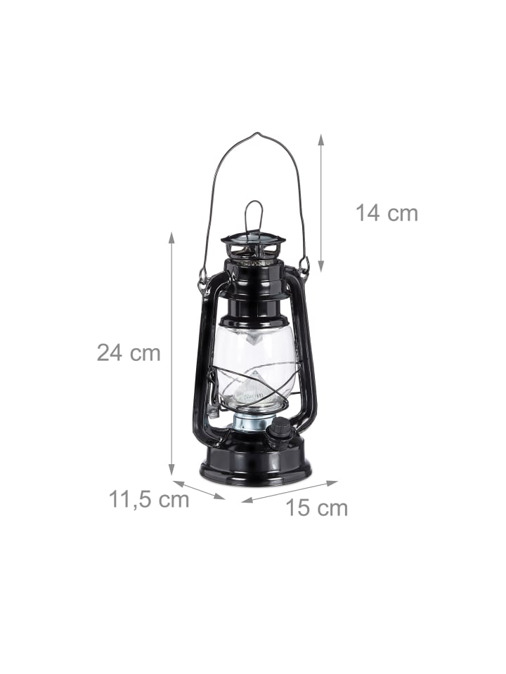 relaxdays Sturmlaterne LED in Schwarz - (B)15 x (H)24 x (T)11,5 cm günstig kaufen onesize