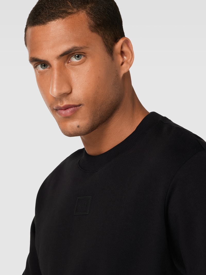 Sweatshirt mit Label-Patch Modell 'Diragol' in schwarz