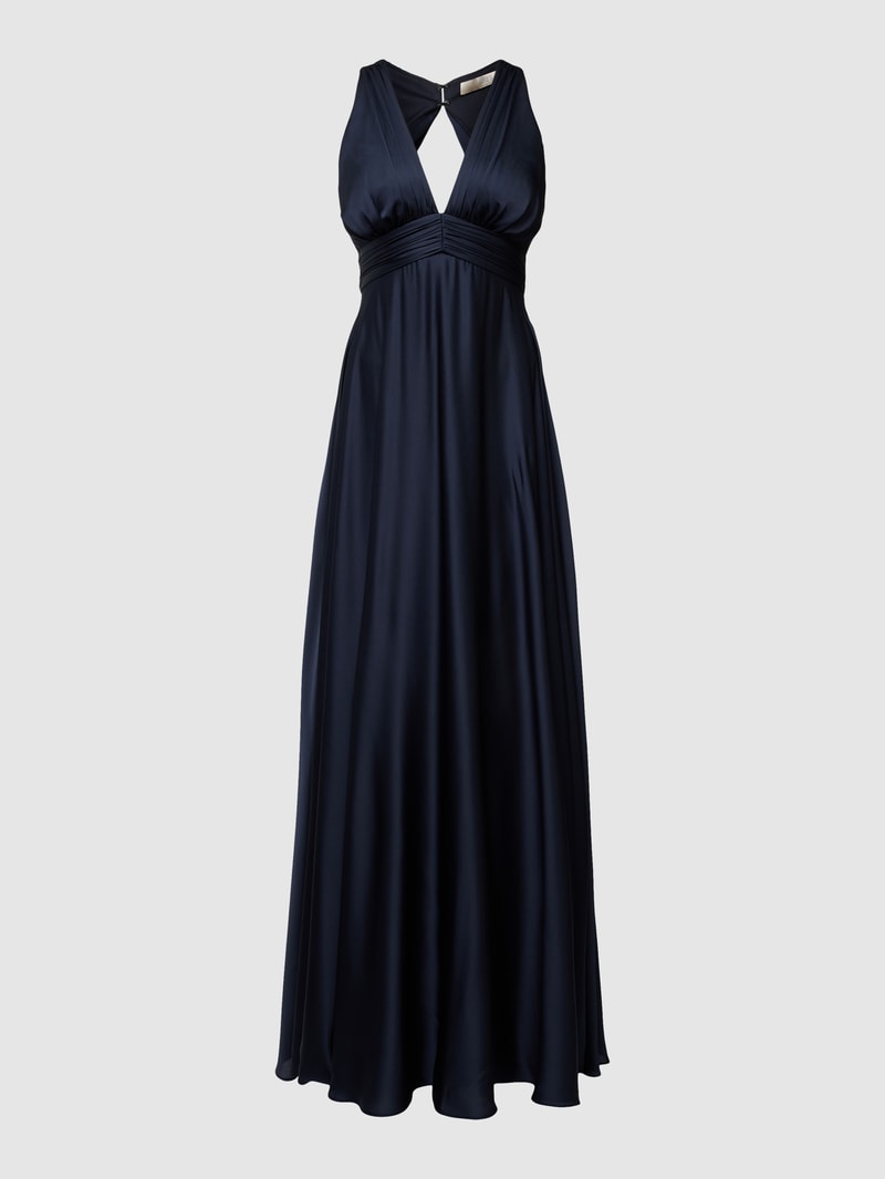 Abendkleid mit Raffungen in marineblau meliert