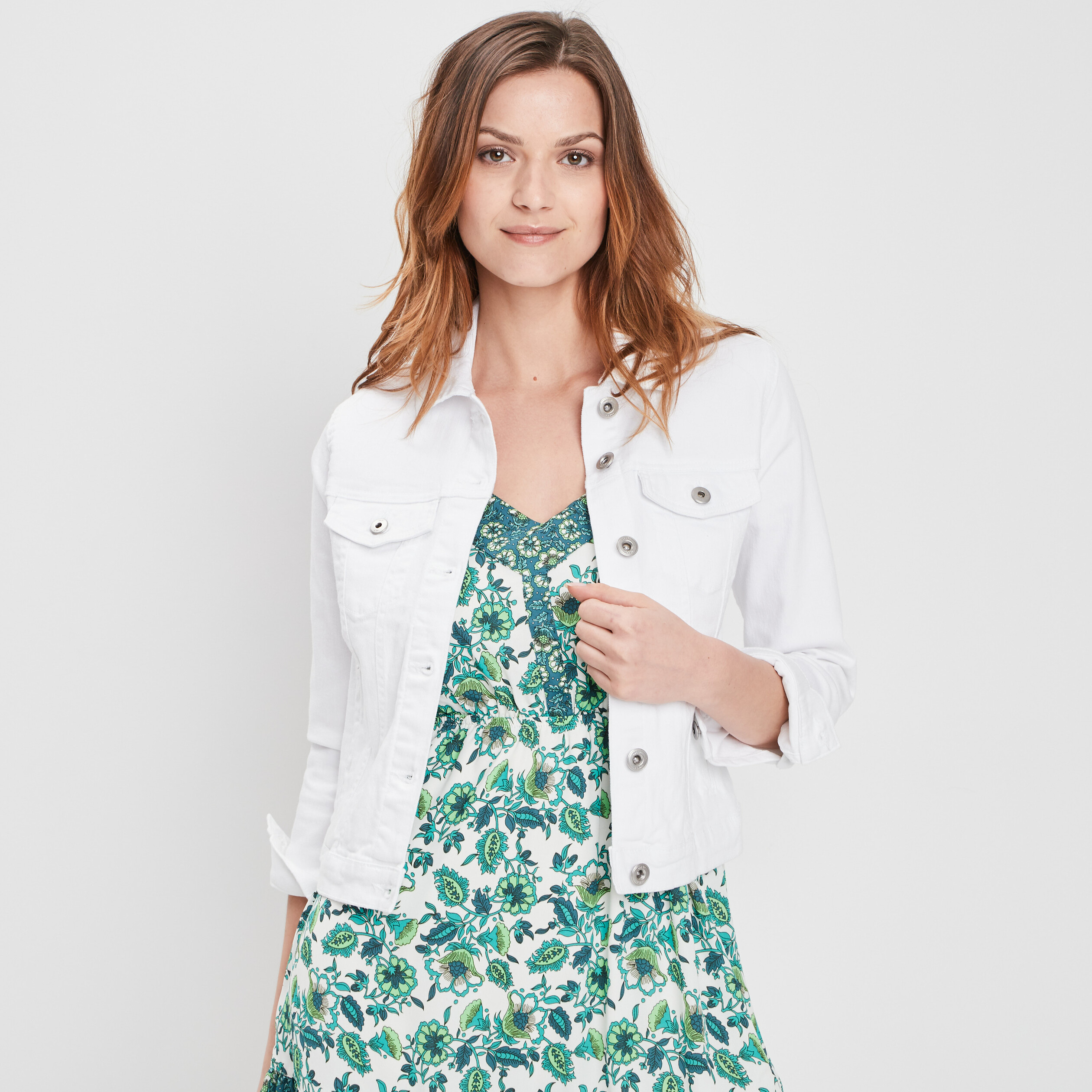 Veste droite en jean denim blanc femme | La Halle