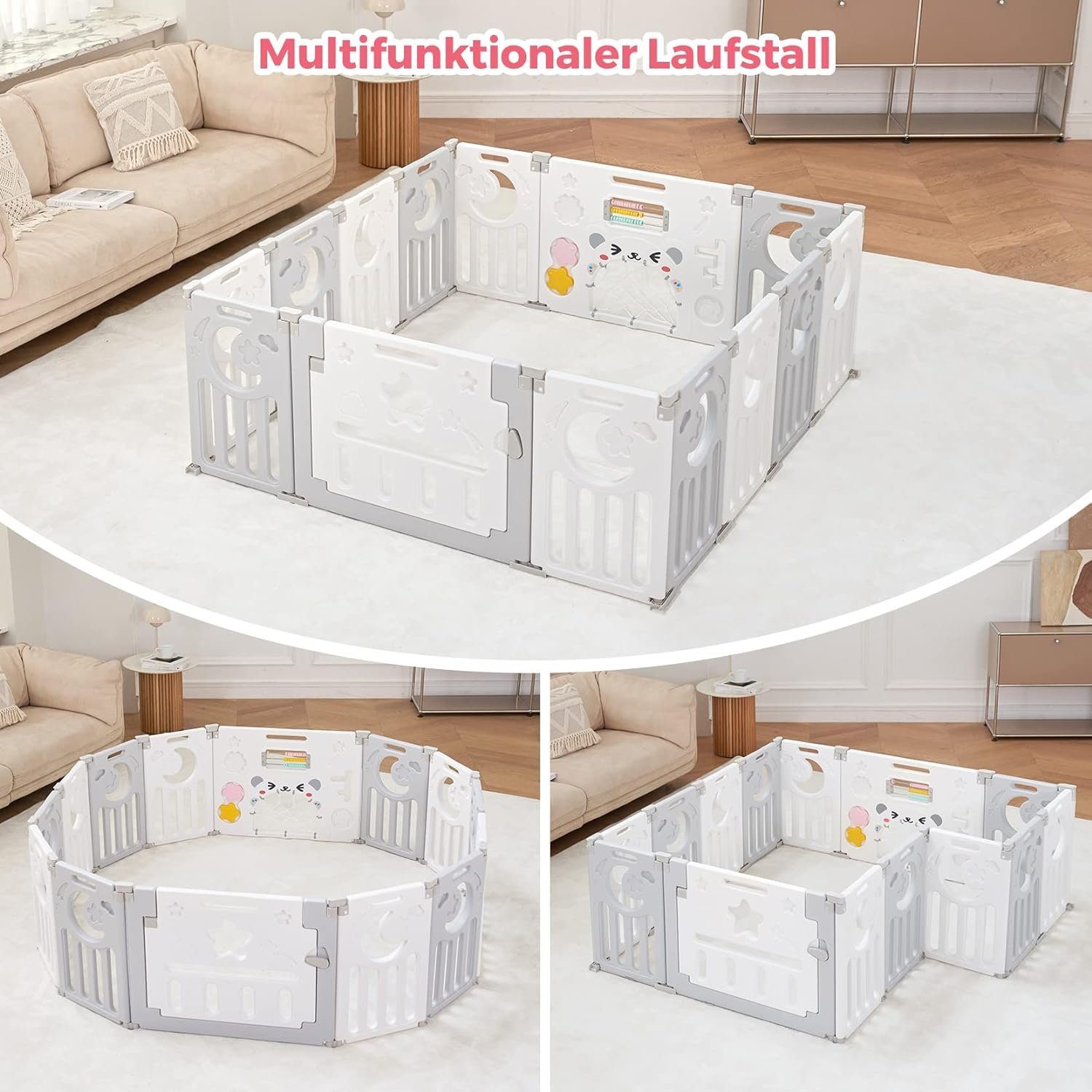 NAIMP Laufgitter Babyschranke, 14 Elemente Laufstall Laufgitter für Kinder (14-tlg)